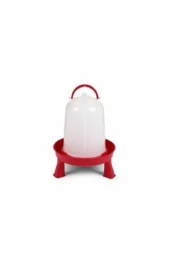Abreuvoir poule en plastique Eco 3L rouge avec pieds - Gaun