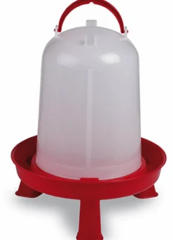 Abreuvoir poule en plastique Eco 8L rouge avec pieds - Gaun