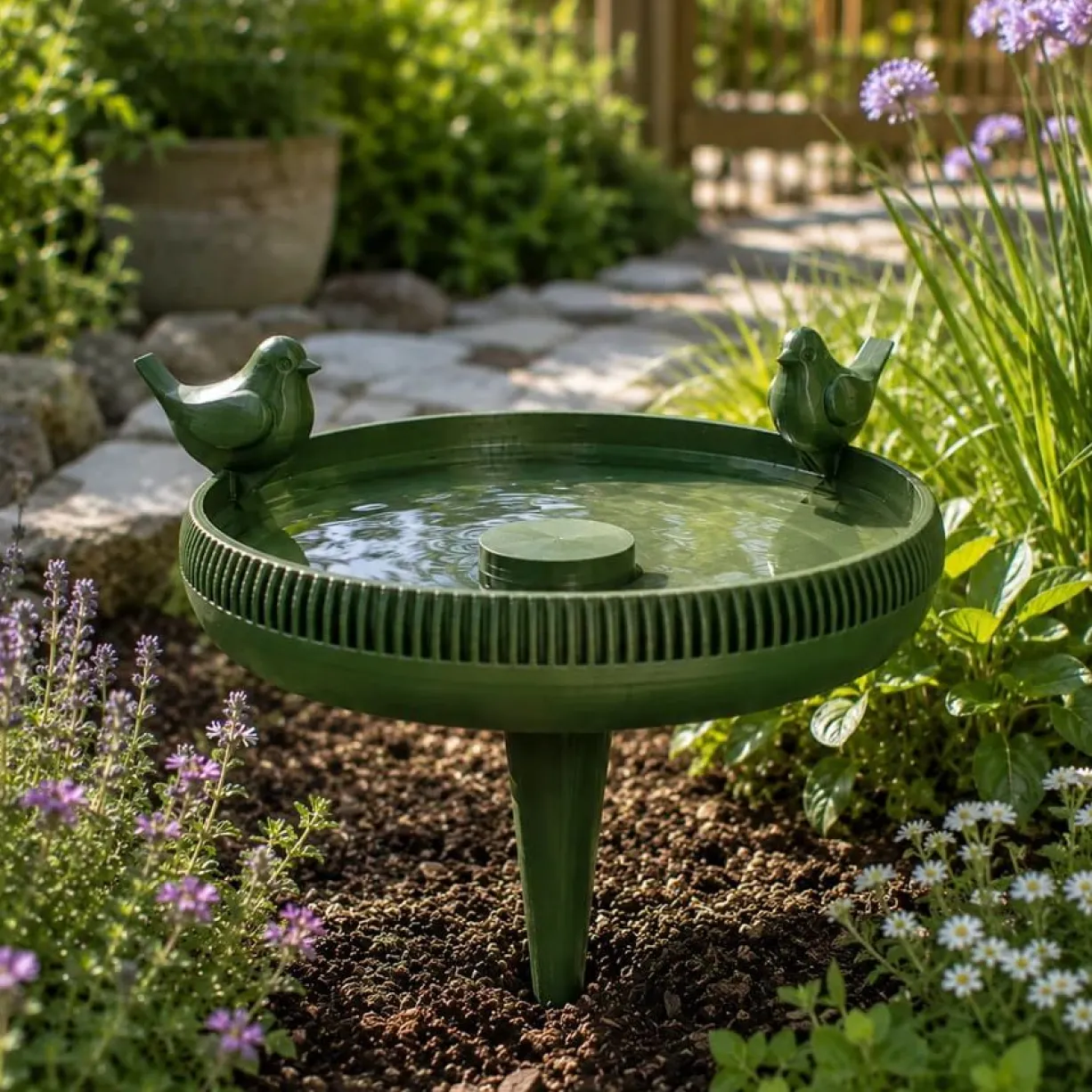 Abreuvoir pour oiseaux sauvages modulable Ondéa Solo vert olive - Evena