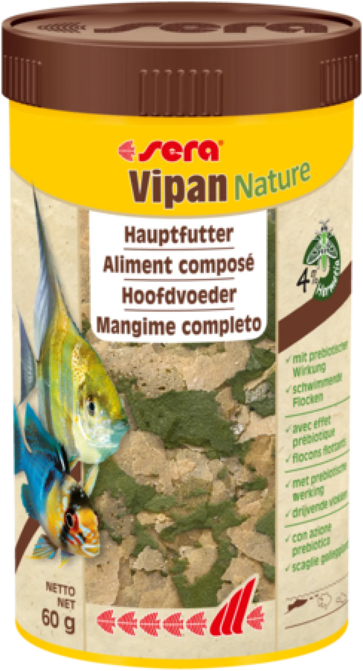 Aliment pour poissons de surface flocons Vipan Nature 100ML - Sera
