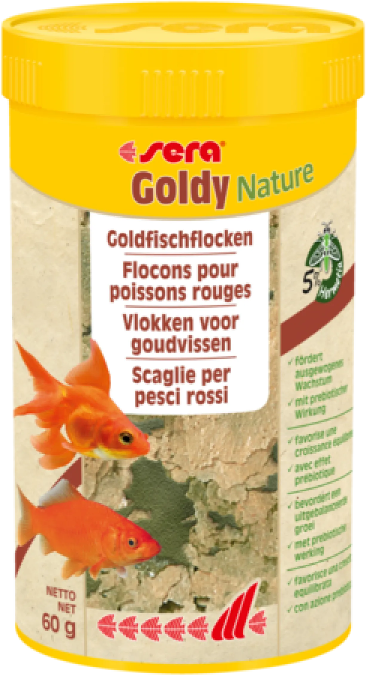 Aliment pour poissons rouges flocons Goldy Nature 250ML - Sera