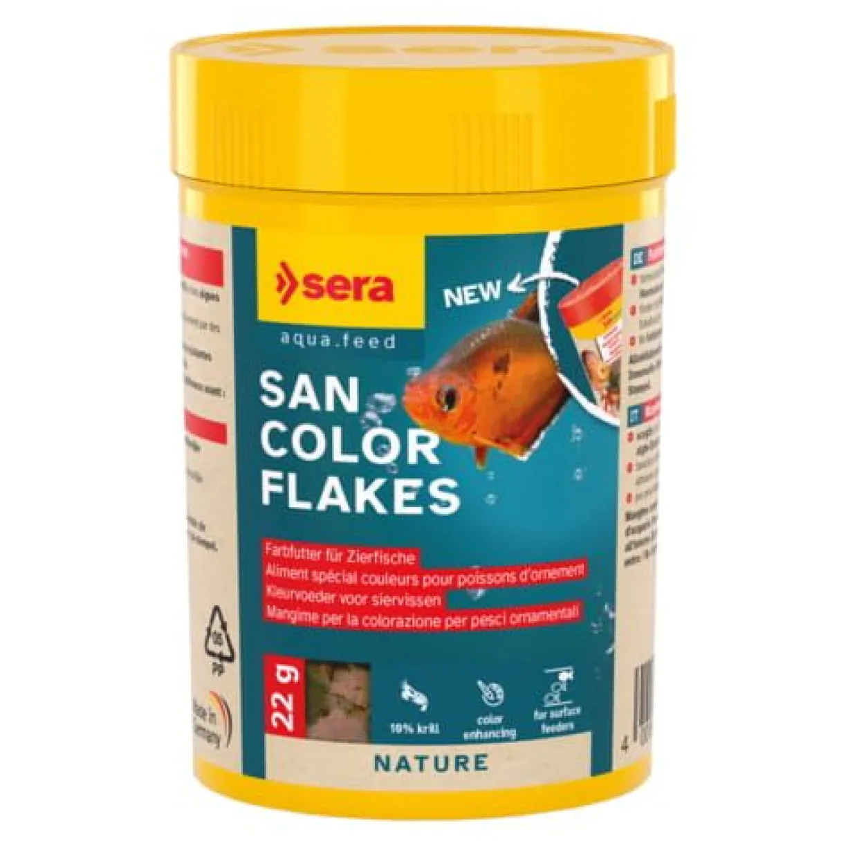 Aliment pour poissons spécial couleurs flocons San Color Flakes Nature 100ML - Sera