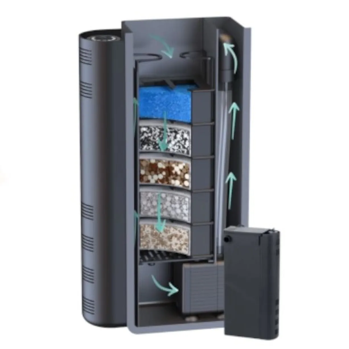 Aquarium poisson Explorer Paris Bio 58L noir avec BioBox, rampe LED et chauffage - Aquatlantis