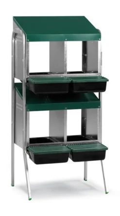 Batterie de pondoirs pour poule 4 compartiments fond plastique 2 étages - Gaun