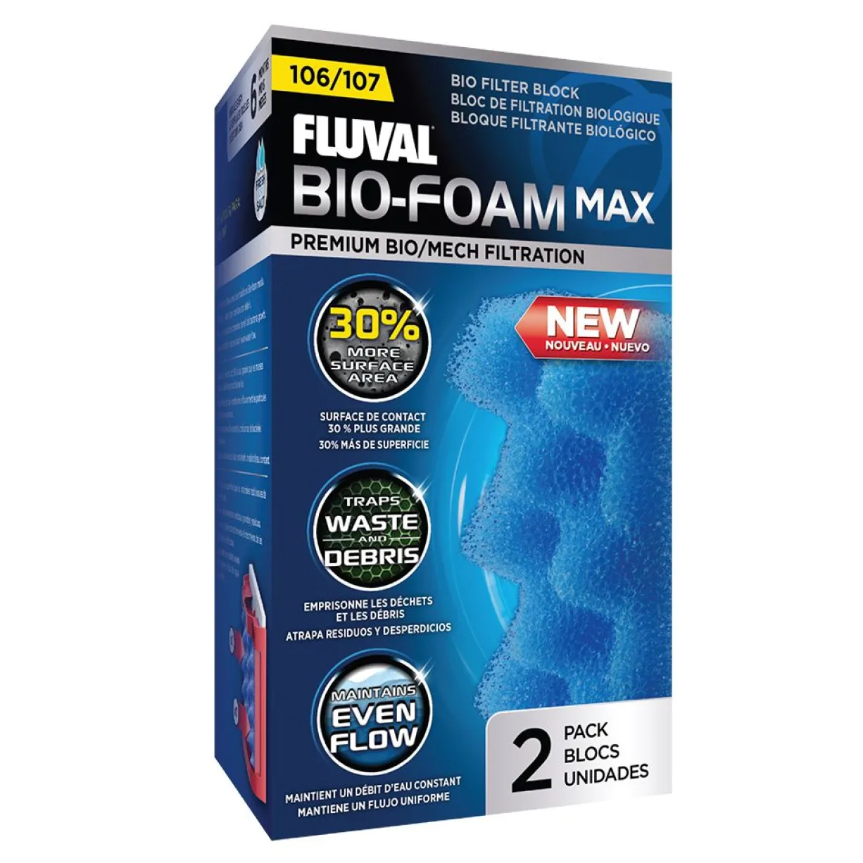 Bloc de filtration biologique Bio-Foam Max pour filtres 106 et 107 par 2 - Fluval