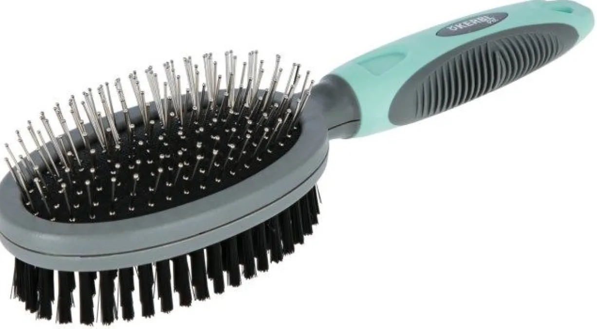 Brosse pour chien double turquoise/gris 24cm - KERBL