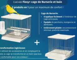 Cage de nurserie et bain grillagé pliable oiseaux avec porte Flexy+ - 2GR