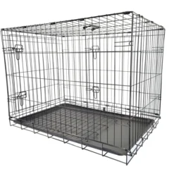 Cage de transport chien pliable en métal avec poignée XXL 122 x 75,5 x 84 cm