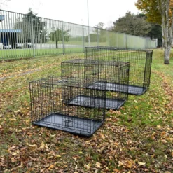 Cage de transport chien pliable en métal avec poignée XXL 122 x 75,5 x 84 cm