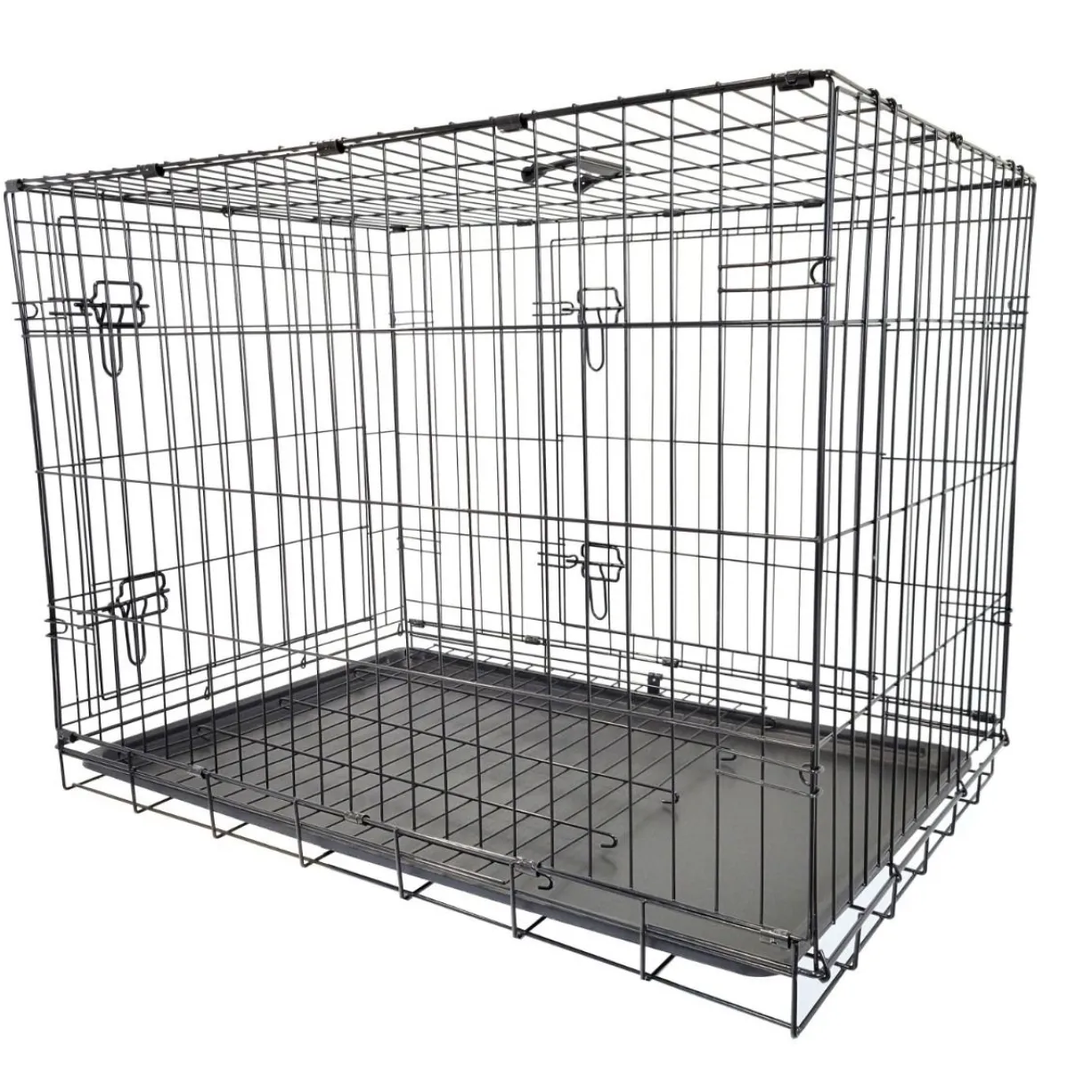Cage de transport chien pliable en métal avec poignée L90 x 60 x 67 cm