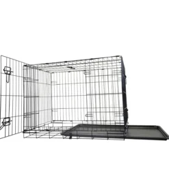 Cage de transport chien pliable en métal avec poignée L90 x 60 x 67 cm