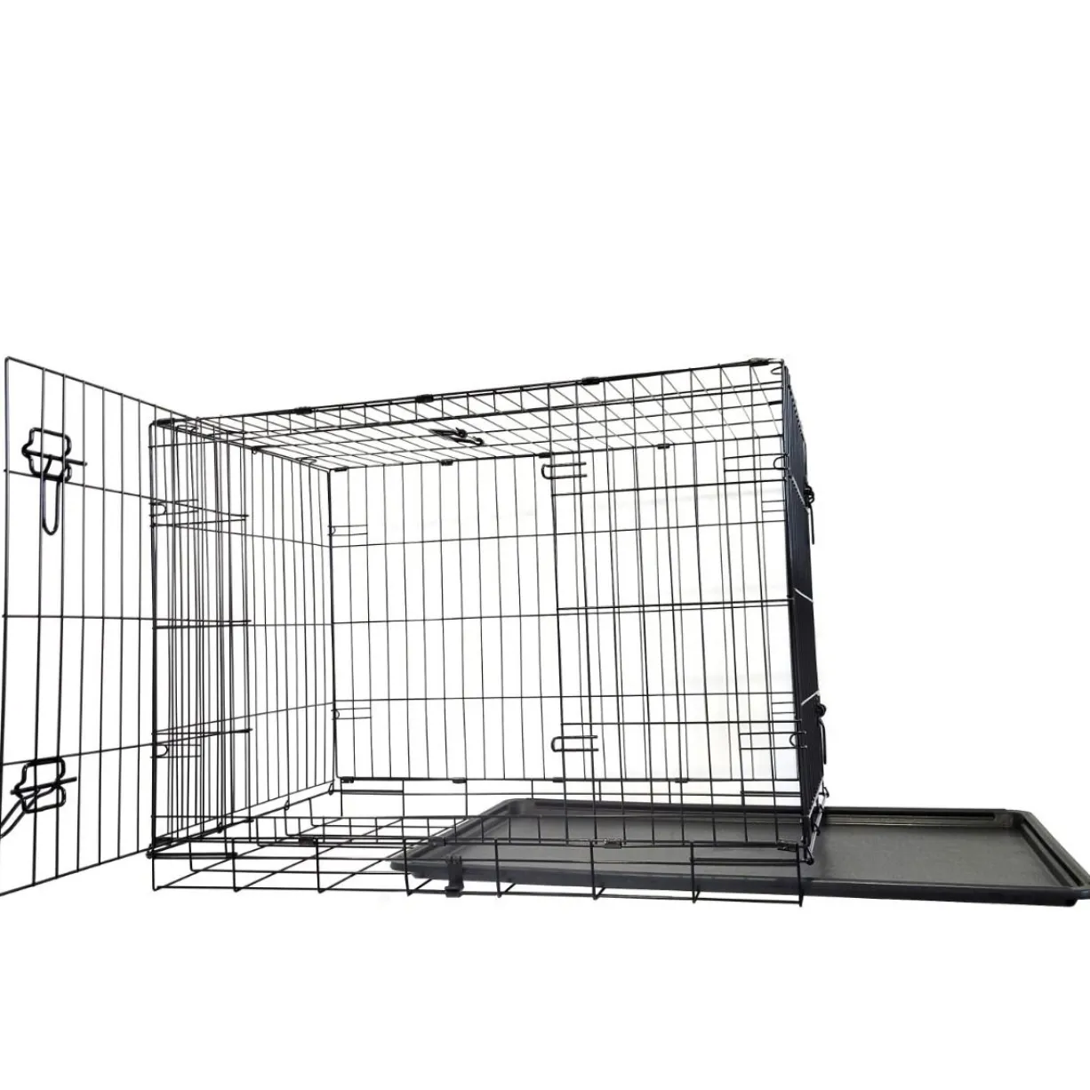 Cage de transport chien pliable en métal avec poignée L90 x 60 x 67 cm