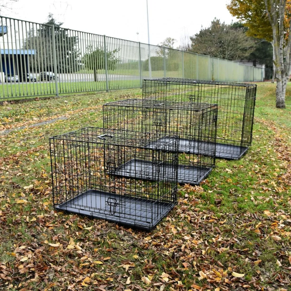 Cage de transport chien pliable en métal avec poignée L90 x 60 x 67 cm