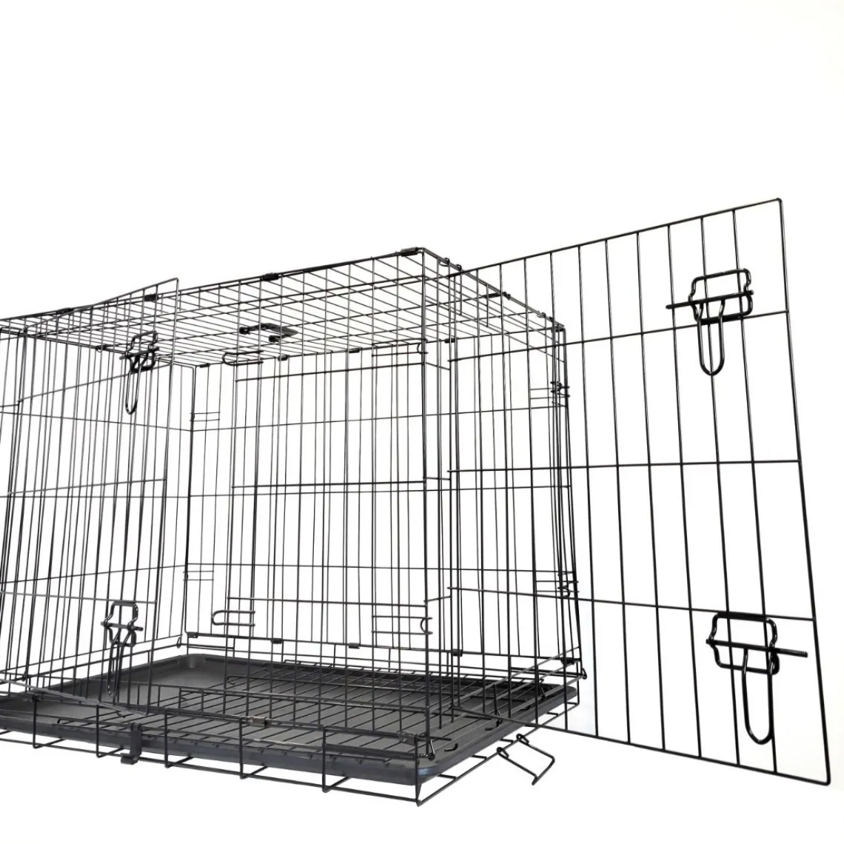 Cage de transport chien pliable en métal avec poignée L90 x 60 x 67 cm