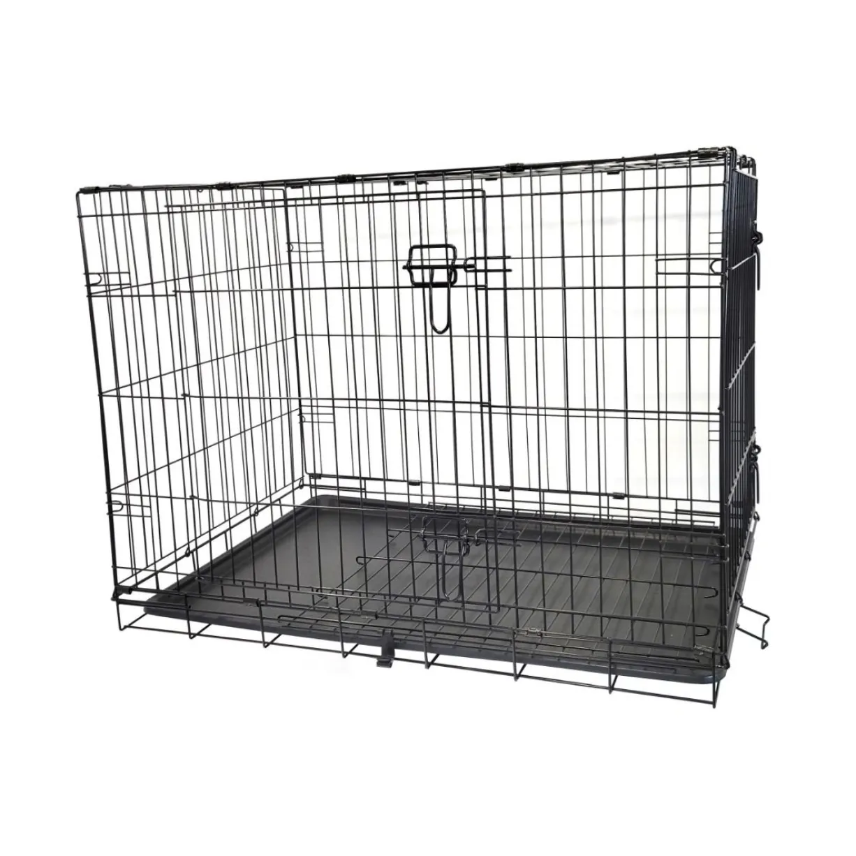 Cage de transport chien pliable en métal avec poignée L90 x 60 x 67 cm