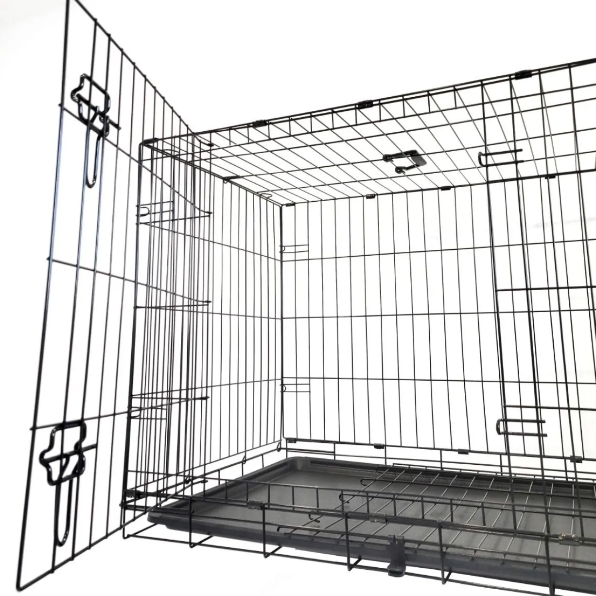 Cage de transport chien pliable en métal avec poignée L90 x 60 x 67 cm