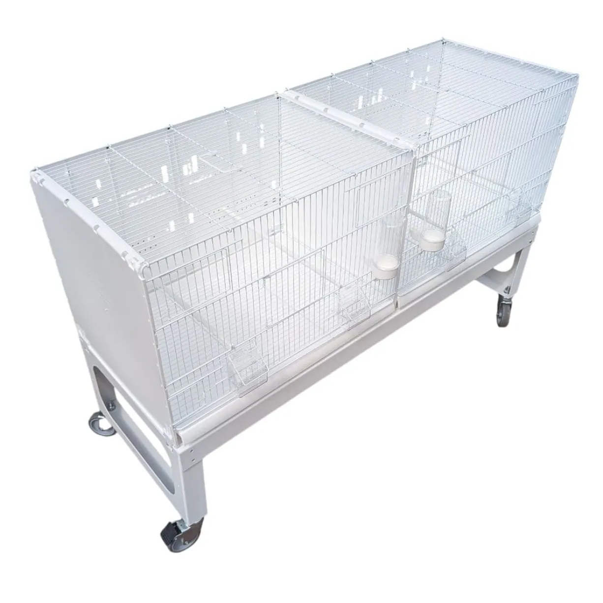 Cages d’élevage oiseaux 60 cm Taormina blanches avec chariot - 2GR