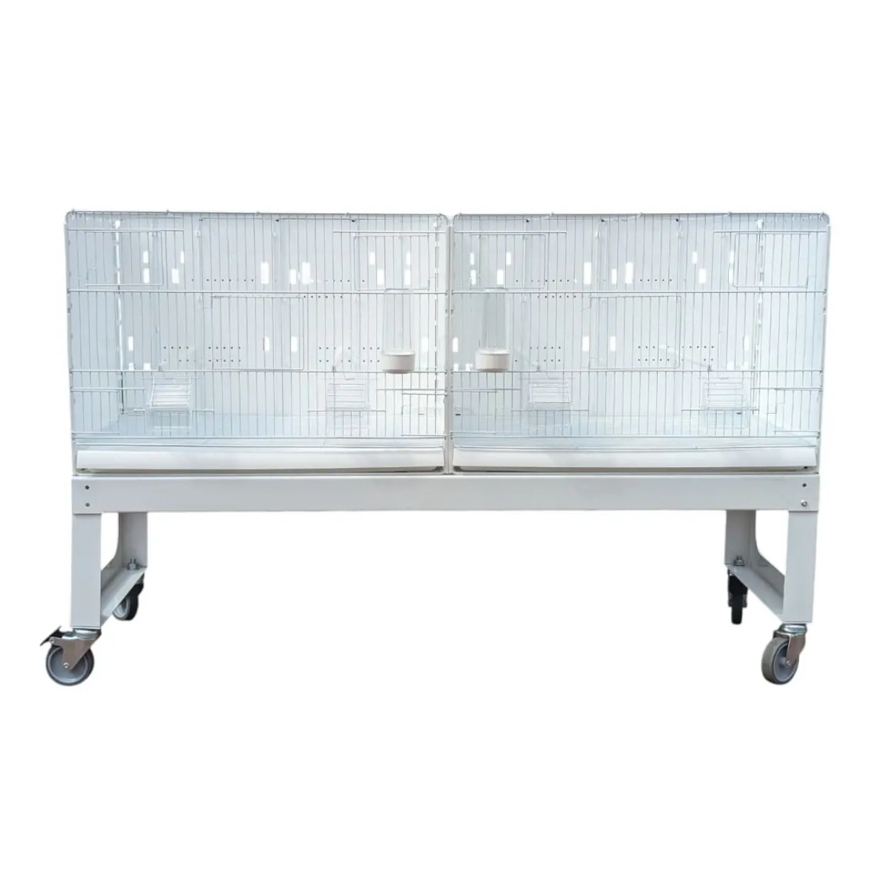 Cages d’élevage oiseaux 60 cm Taormina blanches avec chariot - 2GR