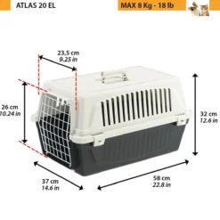 Caisse de transport plastique chat et petit chien Atlas 20 EL noir - Ferplast
