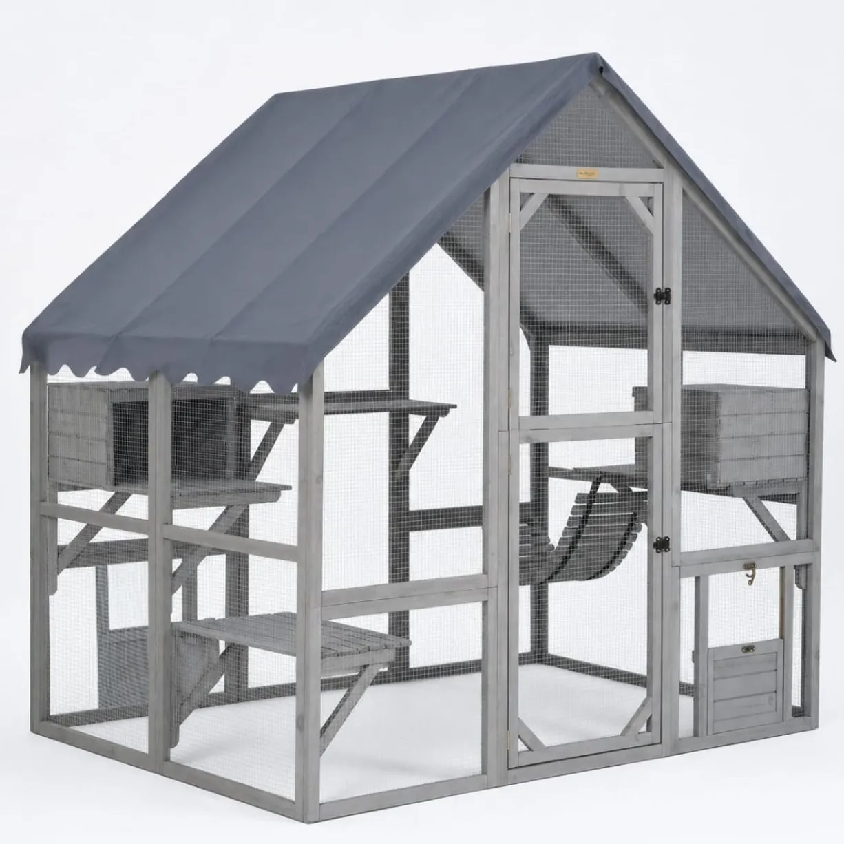 Catio équipé chat Deluxe 280x188x188cm avec bâche - Kat’Venture