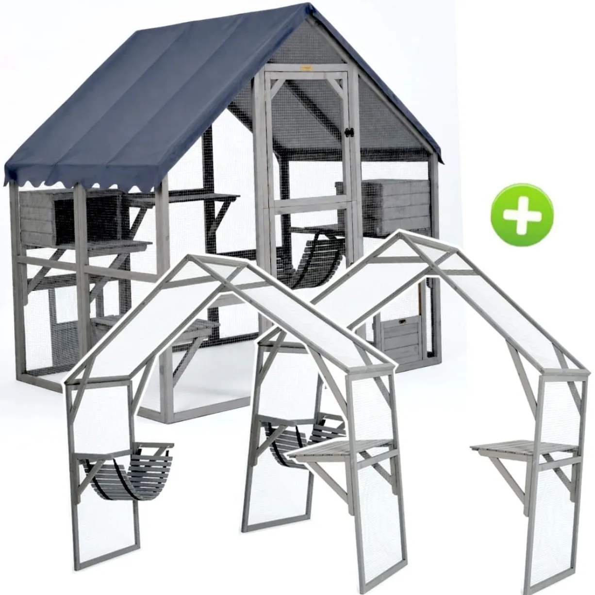 Catio équipé chat Deluxe 280x188x188cm avec bâche - Kat’Venture