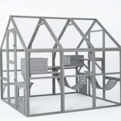 Catio équipé chat Deluxe 210x188x188cm sans bâche - Kat’Venture