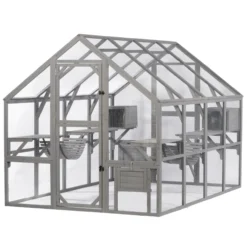 Catio équipé chat Deluxe 280x188x188cm sans bâche - Kat’Venture