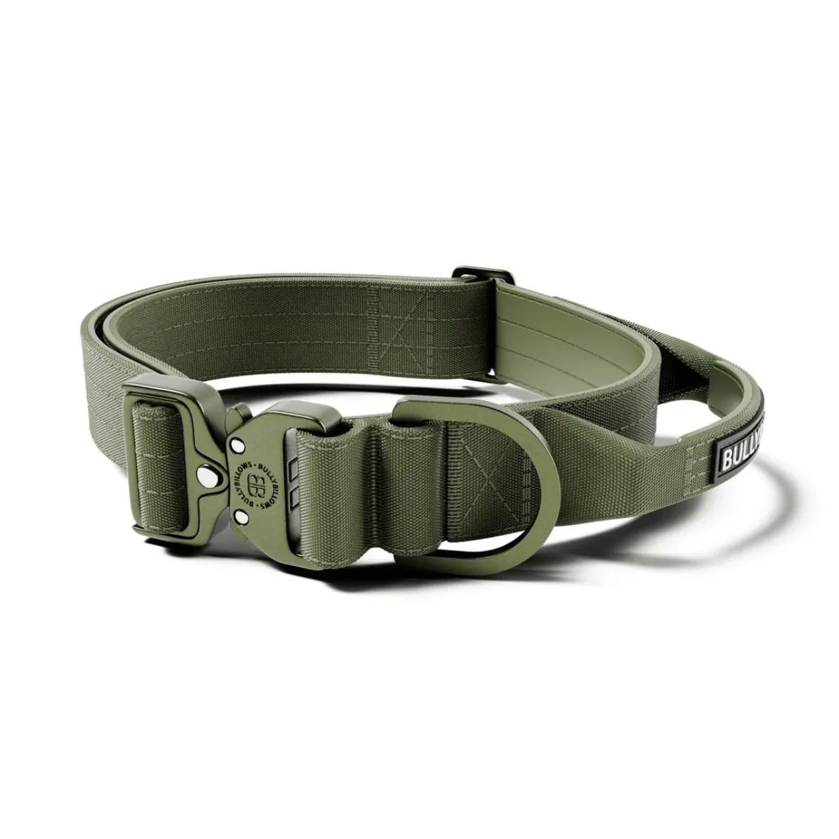 Collier chien avec poignée Lighter Combat Collar 4cm kaki taille S - BullyBillows