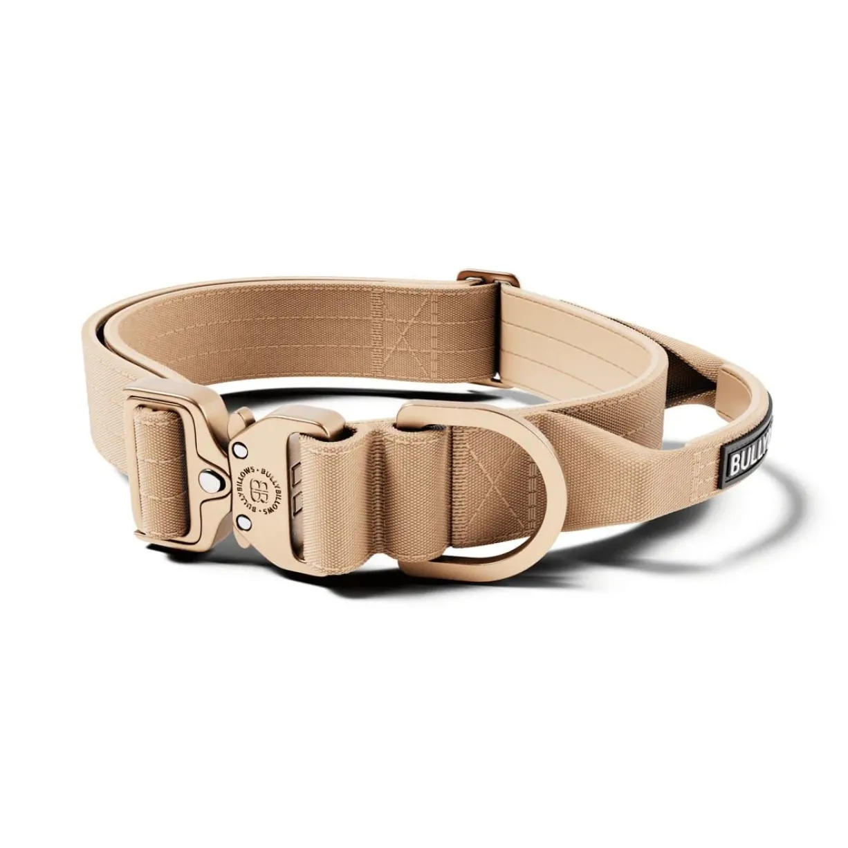 Collier chien avec poignée Lighter Combat Collar 4cm beige taille S - BullyBillows