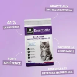Croquettes chat Essentielle Chaton Premium poulet 3kg - Les recettes de Daniel