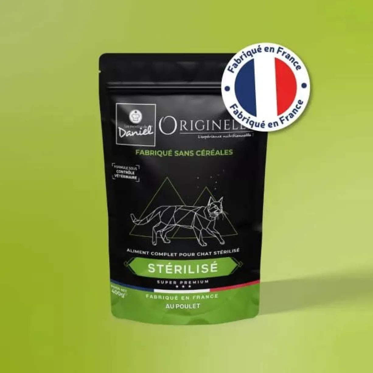 Croquettes chat Originelle Stérilisé Premium poulet 400g - Les recettes de Daniel