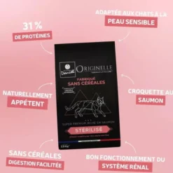 Croquettes chat Originelle Stérilisé Premium saumon 2,5kg - Les recettes de Daniel