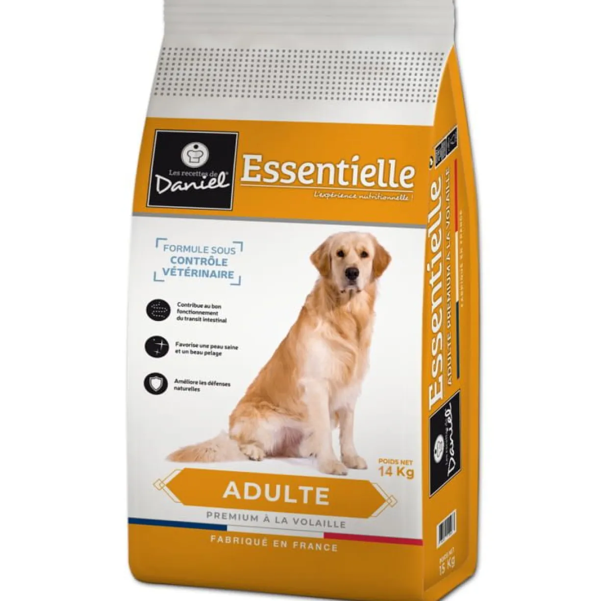 Croquettes chien Essentielle Adulte à la volaille 14kg - Les recettes de Daniel