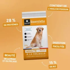 Croquettes chien Essentielle Adulte à la volaille 14kg - Les recettes de Daniel