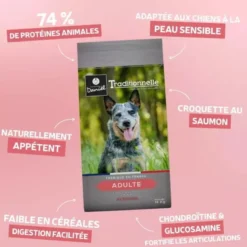 Croquettes chien Traditionnelle Adulte Medium au saumon 14kg - Les recettes de Daniel
