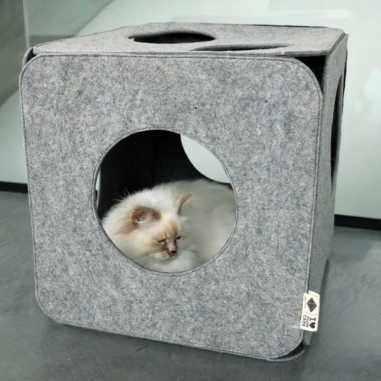 Cube de jeu pour chat en feutre Nala gris - D&D Home