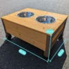 Double gamelle en inox avec support bois pour niche extérieur