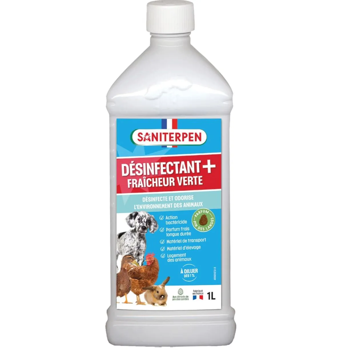 Désinfectant Plus poulailler, niche, clapier Fraîcheur Verte 1L - Saniterpen