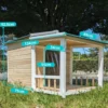 Edition Limitée - Niche Berger Australien pour chien Toit Shingle et terrasse Couverte - Creme - Taille L