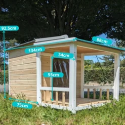 Edition Limitée - Niche Berger Australien pour chien Toit Shingle et terrasse Couverte - Creme - Taille L