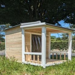 Edition Limitée - Niche Berger Australien pour chien Toit Shingle et terrasse Couverte - Creme - Taille L