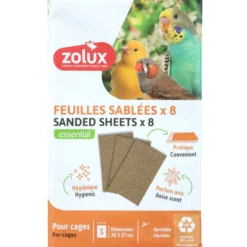 Feuilles sablées pour cage oiseaux 36x21cm par 8 - Zolux