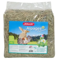 Foin lapin et rongeur Alpages Premium aromatisé menthe et camomille 1KG - Zolux
