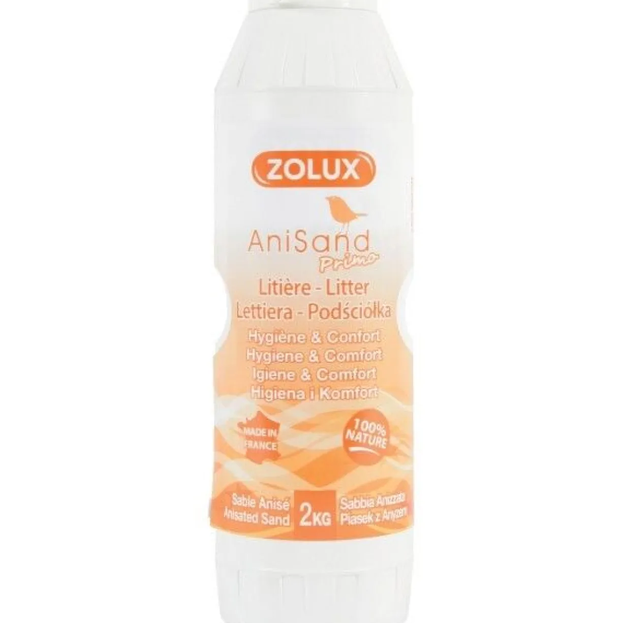 Fond de cage sable anisé oiseaux AniSand Primo flacon 2Kg - Zolux