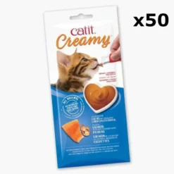 Friandise à lécher chat Creamy 10g saumon et crevette x 50 - Catit