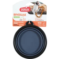 Gamelle silicone pliable chien Bivouak 450ML bleue - Zolux