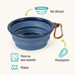 Gamelle silicone pliable chien Bivouak 450ML bleue - Zolux