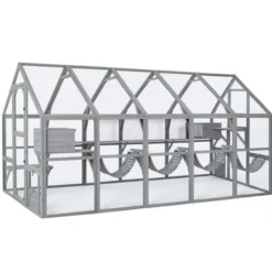 Grand catio équipé chat Deluxe 350x188x188cm sans bâche - Kat’Venture