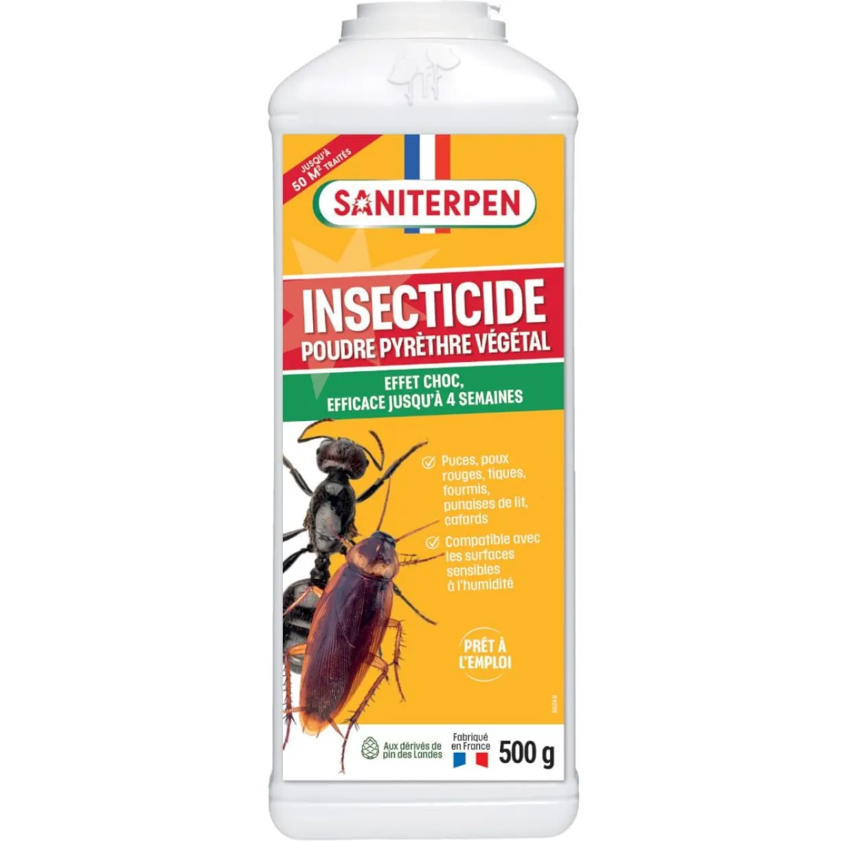 Insecticide poudre pyrèthre végétal poulailler, niche, chenil 500g - Saniterpen