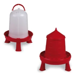 Kit abreuvoir 5L mangeoire 4Kg poule à pieds plastique rouge gamme Eco